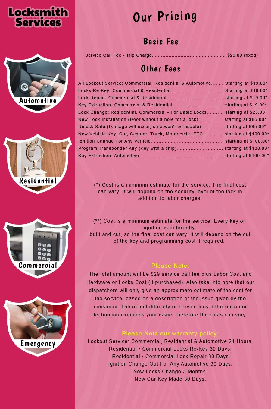 Clark NJ Locksmith Store Clark, NJ 732-823-9569 - price-list-c-18